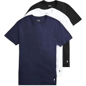 Polo Ralph Lauren Mens 3 Pack‎ Slim Fit Cotton Crew T-Shirts Navy White Black XL